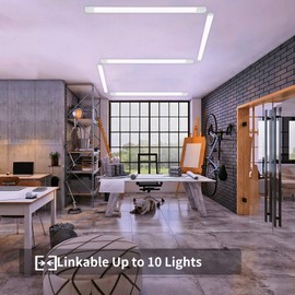 Plug and Play Linkable Waterproof LED Tube Light, 4FT 36W 5000K with Switch Cord - Easy Installed on Ceiling or Wall - Garage, Under Cabinet, Shop Light (4FT 2 Pack)