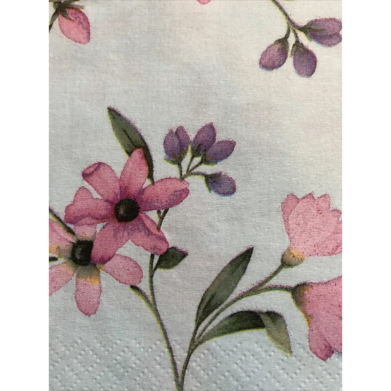 1 single Decoupage Craft Napkin Floral Blue Pink Purple Spring