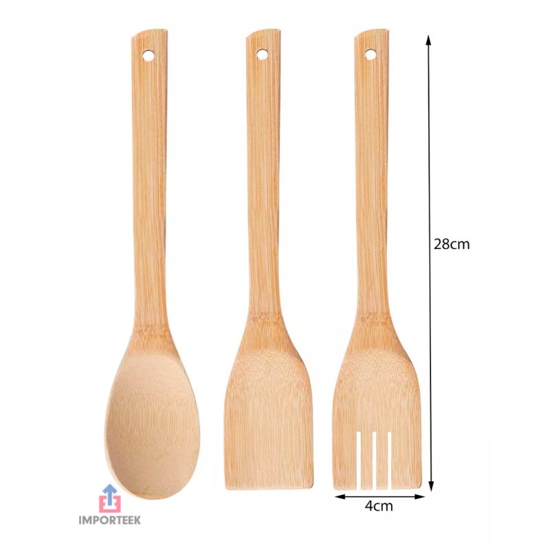 Importeek Set Utensilios Pala Espatula Cuchara Utensilios Cocina Bambu