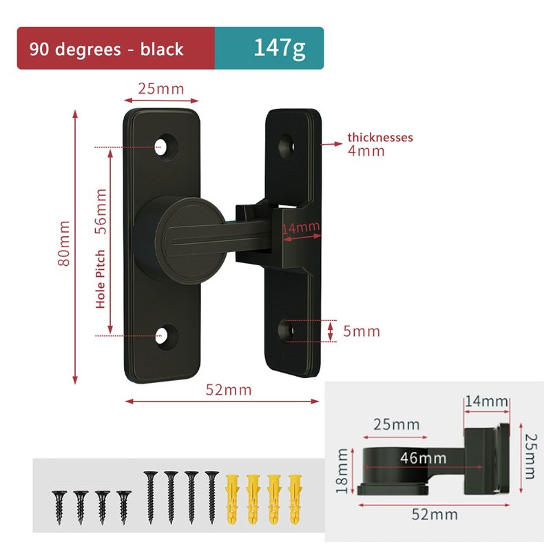 Betensh Sliding Door Lock 90 Degree Flip Door Lock Screw