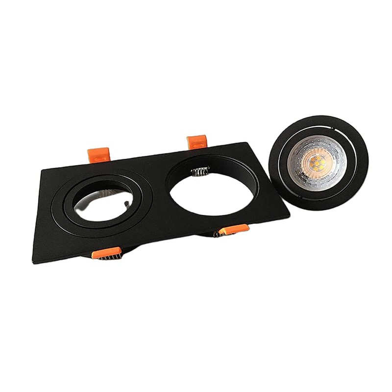 BRENDAXIN Square Black Double-Head GU10 Downlight housing, recessed Spotlight Frame,