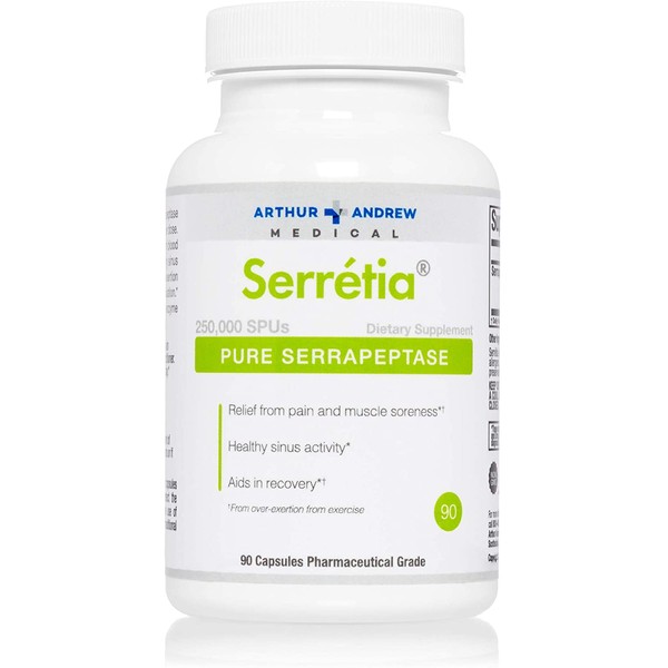 Arthur Andrew Medical, Serretia, Serrapeptase Formula for Muscle and Sinus Support, 90 Capsules