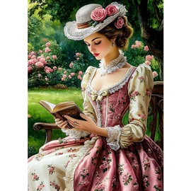 MXJSUA DIY Diamond Painting Kits for Adults, Reading Woman Diamond Gem Art Painting for Beginners, Diamond Picture with Full Round Drill Dots Craft Set Gift, 12x16 Inch