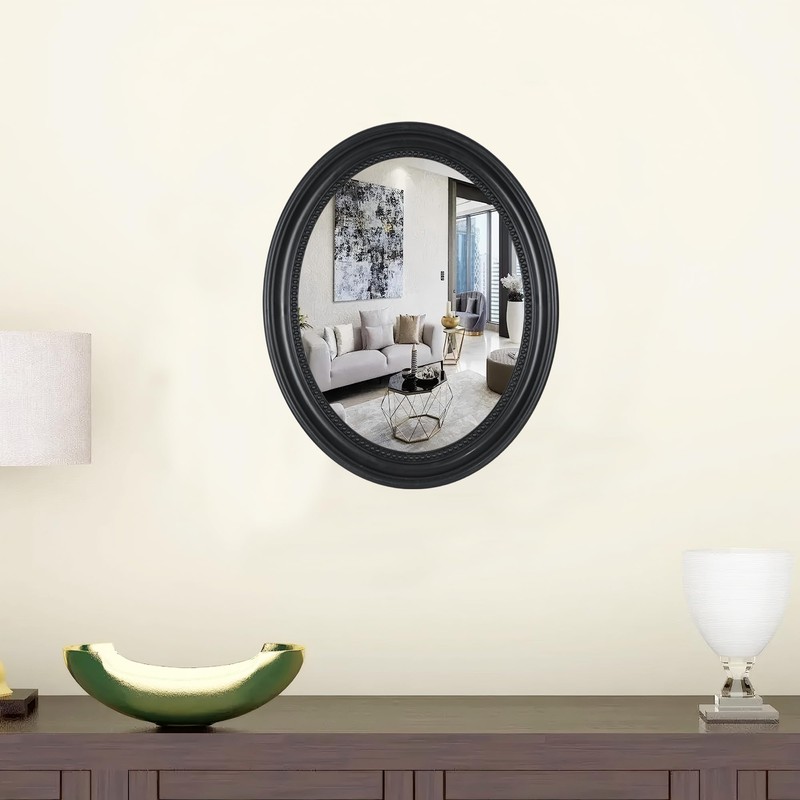 Funerom 20 x 16 inch Black Wall Mirror Oval Bathroom