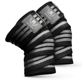 Mava Sports Knee Wraps (Pair) for Men & Women | Ideal for Cross Training, WODs, Gym Workouts, Weightlifting, Fitness & Powerlifting | Knee Straps for Squats | 72" Compression & Elastic Support