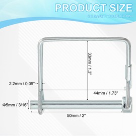 PATIKIL Shaft Locking Pin W Ear 2/5x2-3/4x1.3"(D*L*IW), 2 Pcs Safety Coupler Pin Pto Pin Round Arch Wire Retainer and Ear for Farm Trailer Tractor Truck Boat Towing (10x70x33mm)