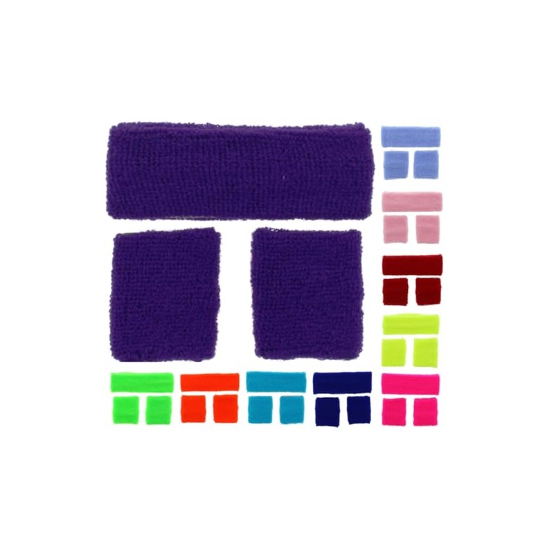 NEON Headband and Wristbands Sweatbands Set (Purple)