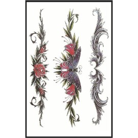 6 Pegatinas De Tatuaje De Plumas Cubierta De Cintura Y Pierna Cicatriz Flor Mariposa Pintura Corporal Abdomen Tatuaje Temporal Pegatinas