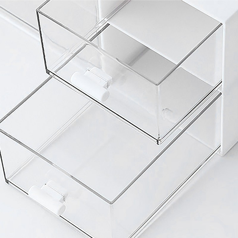 Large Desk Organizer Drawers Multipurpose Clear Stationery Cosmetic Storage Bins