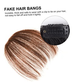 BIUDECO 3pcs Air Bangs Wig Piece Human Hair Grey Hair Coverage Touch up for Women