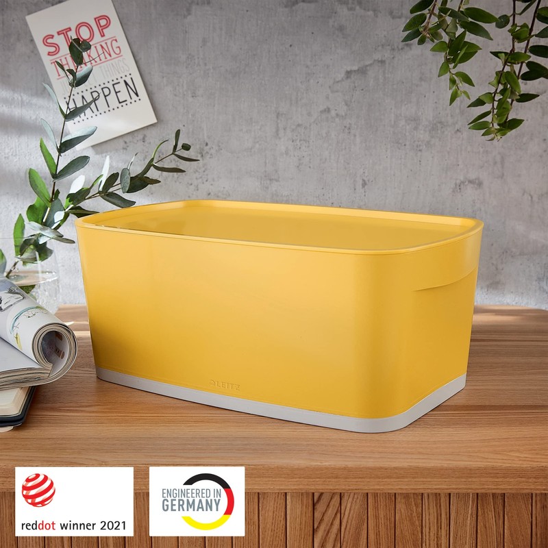 Leitz MyBox Small Storage Box with Lid, Warm Yellow, Cosy