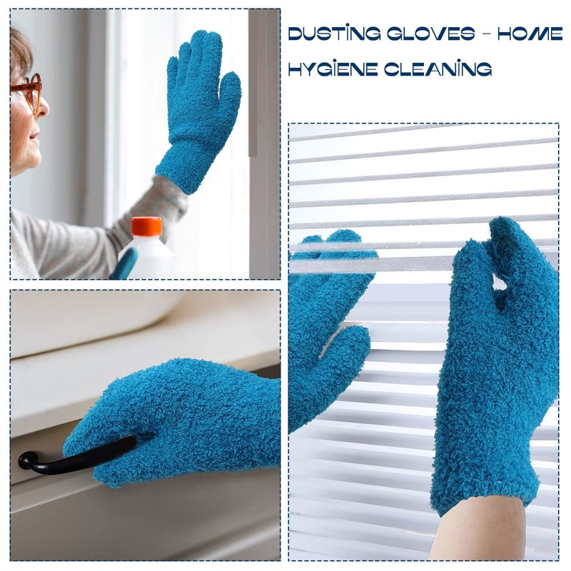 BLMHTWO 2 Pairs Microfiber Dusting Gloves Washable Microfiber Gloves Mitt