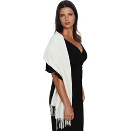 Ocomfly Scarf for Women - Gift Boxed, Ultra Soft and Warm, Cozy Shawl and Wrap, Pure Pashmina, Better than Cashmere, Oversized & Lightweight, Luxury Evening Womens Scarves - White