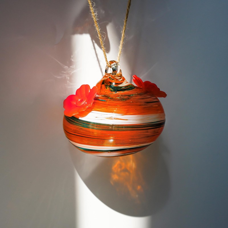 Small Glass Hummingbird Feeders for Outdoors Hanging Blown Glass Ball