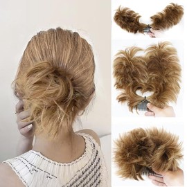 BKEPDY Hairpiece Bun Hair Extensions Combs Hair Extension Short Ponytail Hair Bun Hair Scrunchie Updo Hepburn Bun Messy Bun Hairpieces Ponytail Bun (12H24)