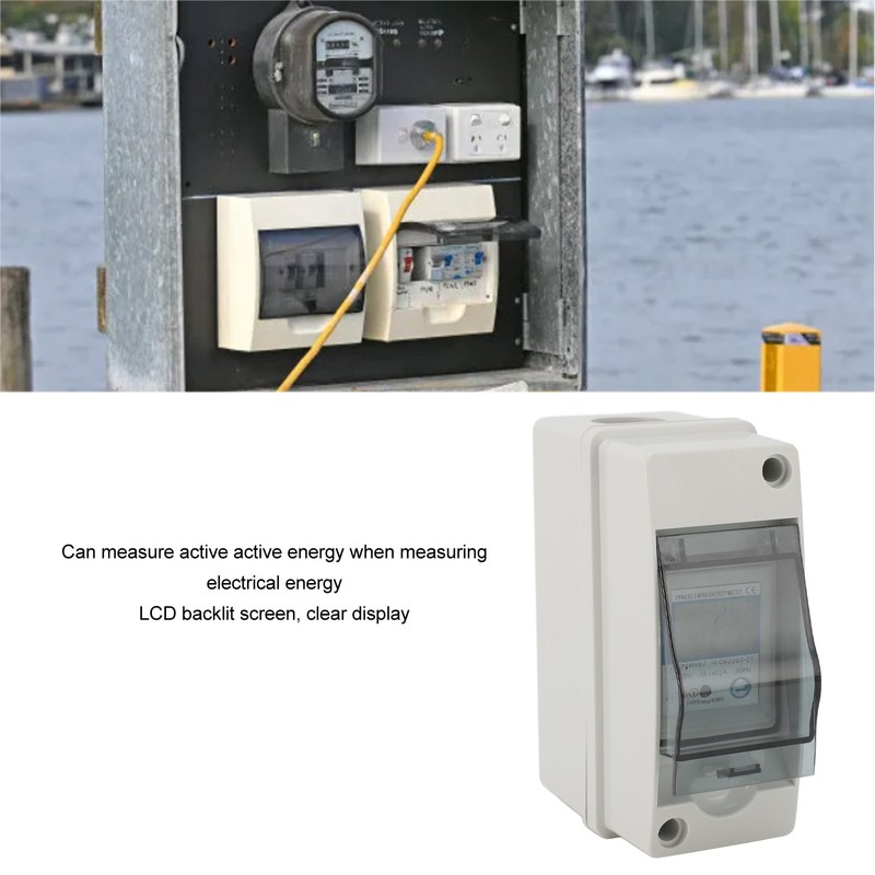 Single Phase Energy Meter LCD Backlit Display 35mm DIN Rail