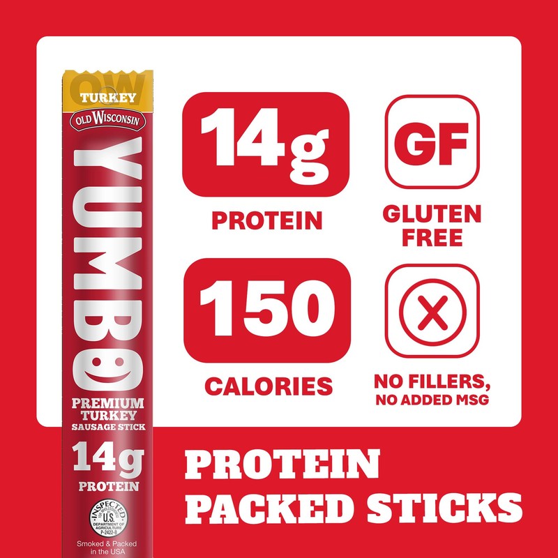 Old Wisconsin Yumbo Summer Sausage Snack Sticks, Ready to Eat,