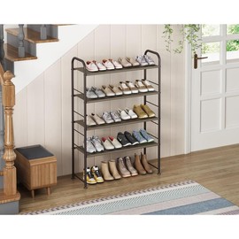LINZINAR Multi-Tier Shoe Rack Storage Organizer for Closet & Entryway - 2 to 5 Tier Options for Ultimate Space Saving Metal Room Adjustable Shelf Smooth Black Friday - Color: 2 Tier Grey