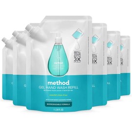 Method 메소드 젤 워터폴, 34온스 핸드 리필, 6팩 비누 Method Gel Waterfall, 34oz Hand Refill, 6 Pack Soap