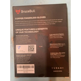 Copper Compression BraceBull Arthritis Gloves (1 Pair), Copper Infused Fingerless Compression New