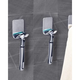 Gorffy Porta Rasoio Doccia Multiuso - 6 Pezzi Lamette Impermeabili in Acciaio Inossidabile Autoadesivi per Bagno (D'argento)