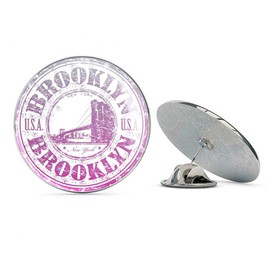 Brooklyn New York Round Metal 0.75" Lapel Pin Hat Shirt Pin Tie Tack Pinback