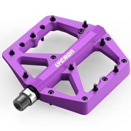 LYCAON Bike Pedals - Mountain Cycling Non-Slip Bicycle MTB Pedal, Durable Nylon Nylon with Fiber Flat Pedals for 9/16" Sealed Universal Cycling MTB BMX Mountain Road Bikes City Curiser Bike (Purple)