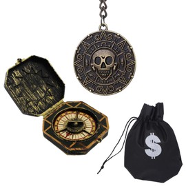 Scinzene Pirate Jewellery Set, Toy Compass and Aztec Coins, Pirate Chain, Pirate Accessories for Carnival, Costumes and Decoration Set of 3, 1, 1