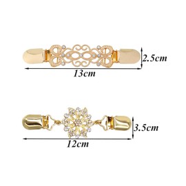 Tucireat Cardigan Clip 4 Pieces Pullover Cardigan Clips Vintage Pullover Clips Pullover Clips with Flowers Flower Retro Metal Shirt Scarf Clip Cardigan Clip Scarf Clip Sweater Clips, Metal