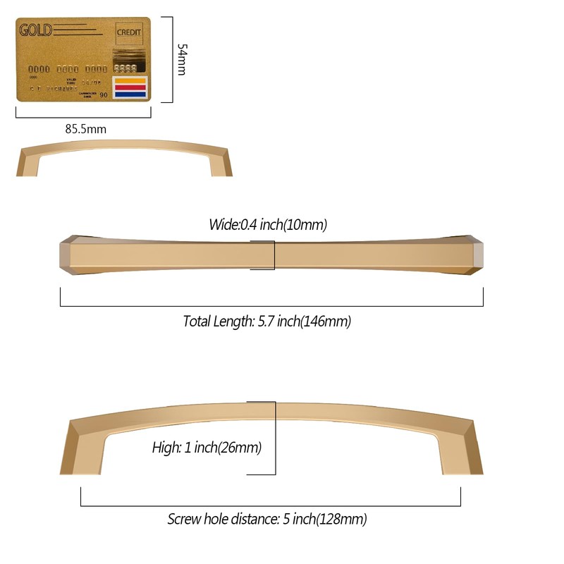 Amerdeco 10 Pack Champagne Bronze Cabinet Pulls 5 Inch(128MM) Hole