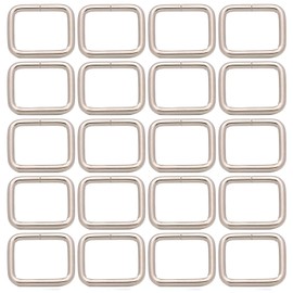 BIKICOCO Metal Rectangle Ring Buckles Square Strap Webbing Belt Rings for Bag Purse Non Welded 1 x 3/4 Inch, Silver, Pack of 20