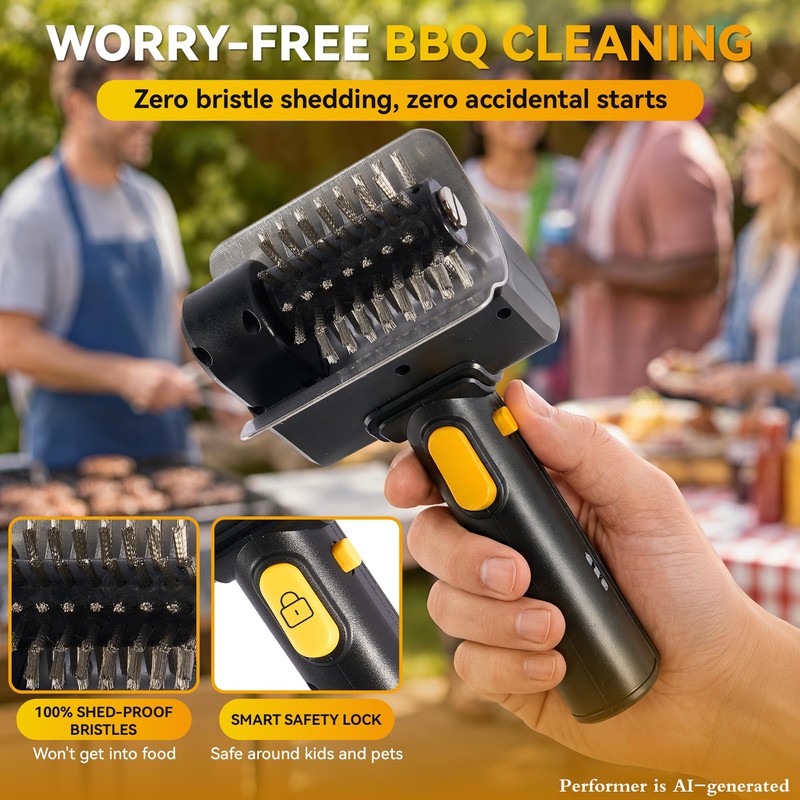 Electric Grill Brush for Outdoor,Cordless Rechargeable Grill Cleaner