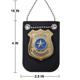 Police Costume Accessories Adult - Police Badge Fake Handcuffs with Keys Set, Cop Costume Accessories, Detective Costume Role Play Dress Up, Spy FBI Agent Costume Accessories (Gold)