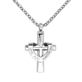 LovelyCharms I Love You Forever Cross Urn Necklace for Ashes, Son, Size No Size