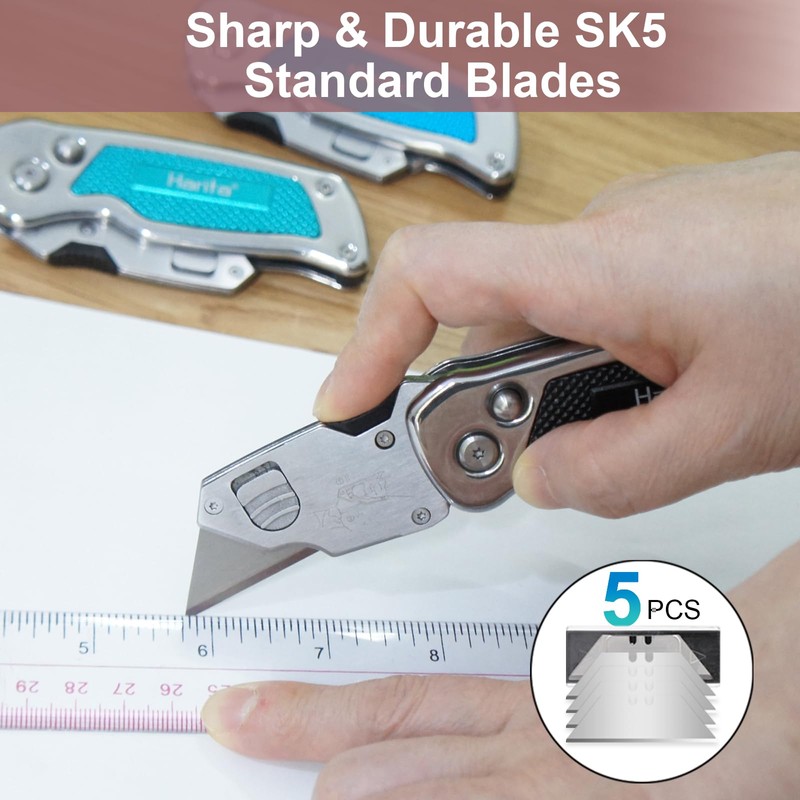Harita Box Cutter Utility Knife with Quick Change Blades, Stainless