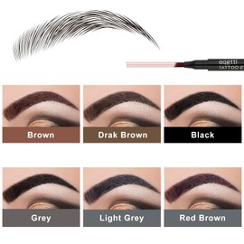 YUANLI Microblading Eyebrow Pen, Waterproof Eye Brow Pencils for Women With 4 Micro-Fork Tip, Liquid Brow Pencil, Smudge-Proof and Waterproof Eyebrow Pencil for Natural Hair-Like - Black