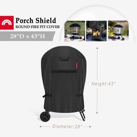 Porch Shield Round Patio Fire Pit Cover 28 inch Outdoor Rolling Fireplace Wooden Bonfire Firepit Cover for Fire Sense 01471 Firepit, Aoxun Chiminea Fire Pit