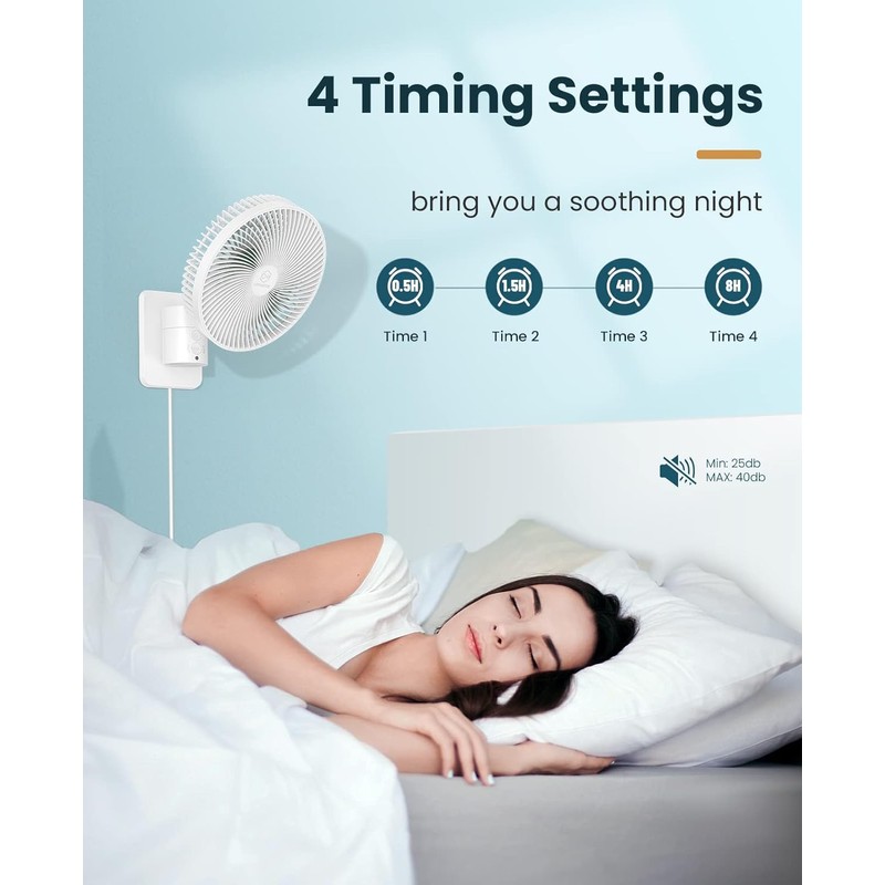 LEMOISTAR 8 Inch Small Wall Mounted Fan with Remote Control,