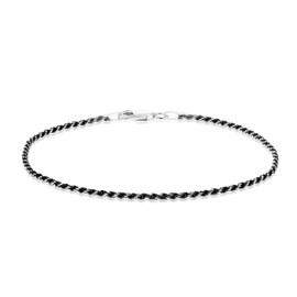 Tuscany Silver Women's Sterling Silver 1mm Oxidised 30DC Rope Bracelet 19cm/7.5'