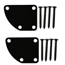 2 PCS Electric Guitar Neck Plates, Metal Guitar Neck Reinforced Board Electric Guitar Connection Accessories for Guitar Bass (Black)