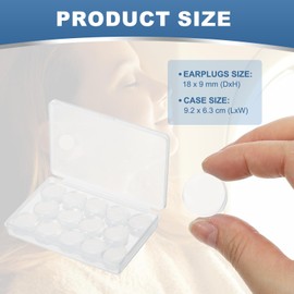 YELARXI Silicone Earplugs, 27 Db Noise Cancelling Sleeping Ear Plugs Soft Reusable Moldable with Case for Swimming Travel Snoring Concerts Airplane Shooting Range (16 Pack, Clear White)