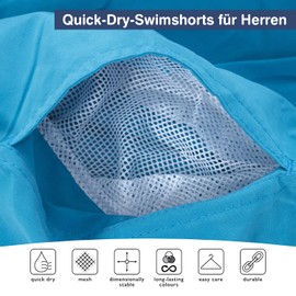 OAHOO Men's Swim Shorts (2 Pack) Swim Trunks with Mesh Lining and Pockets, blue/black