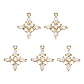 PATIKIL 5 Pcs Mini Rhinestone Charms, Crystal Pendant Charms Cross Snowflake Copper Zirconia Diamond Gemstone for Jewelry Making Necklace Bracelet Earring DIY Beads, White