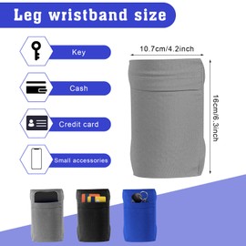 Bonuci 3 Pcs Leg Phone Holder Leg Wallet for Card Key Cell Phone Leg Calf Band Armband with Adjustable Non Slip Strap for Women Men Running, Walking, Equestrian, Motorcycle or Hiking