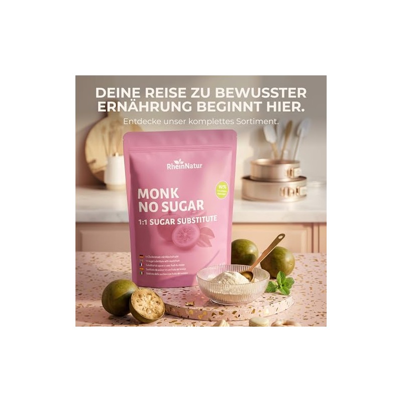 RheinNatur Monk Fruit Sugar Substitute 1 kg - 1:1 Replacement