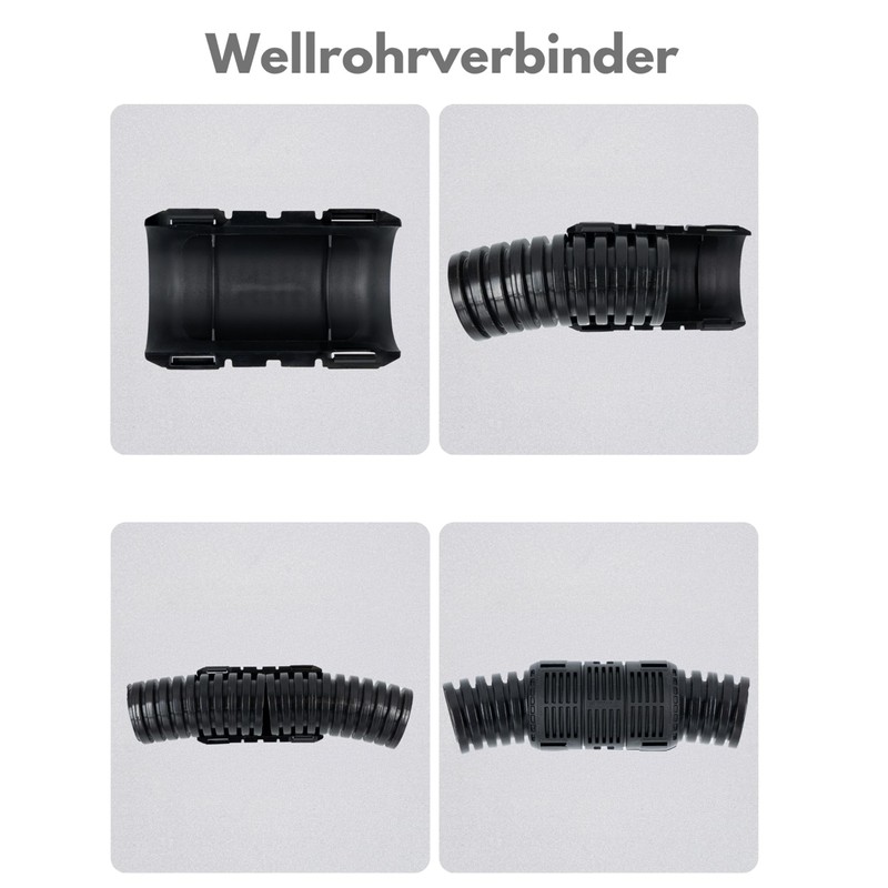 Corrugated Pipe Connector M32 - Sleeve Black, 4 Half Shells