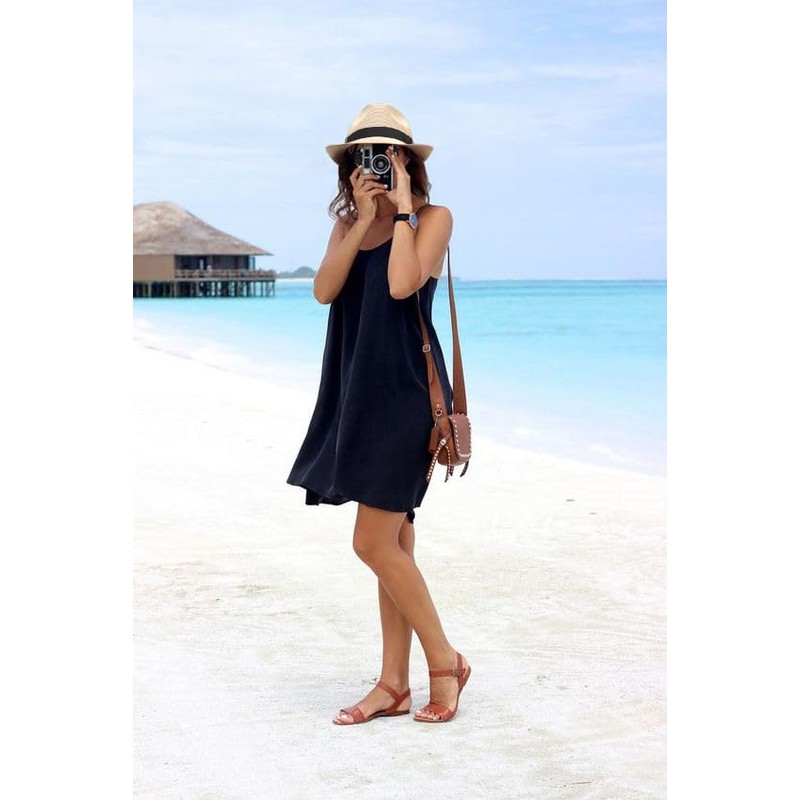 DRESHOW Women Straw Sun Hat Short Brim Panama Travel Fedora