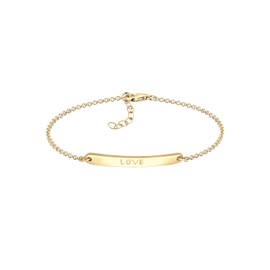 Elli Women 925 Sterling Silver Gold Plated LOVE Bracelet of 17cm 0202130116