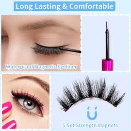 OTET Magnetic Eyelashes Kit - Long Lasting & Reusable Lashes, Natural Look, 14 Pairs False Eyelashes with Magnetic Eyeliner & Tweezers, Easy to Wear, No Glue Needed