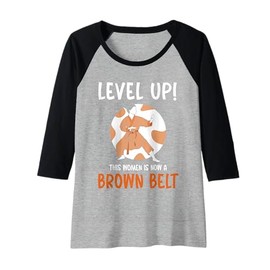 Womens This women is now a brown belt Raglan Baseball Tee